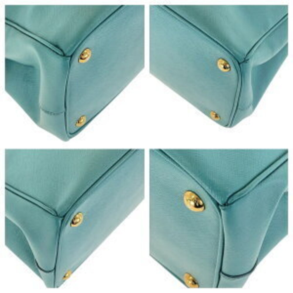 Prada Galilea bag green logo Green triangle tote leather plate Saffiano - Picture 3 of 10